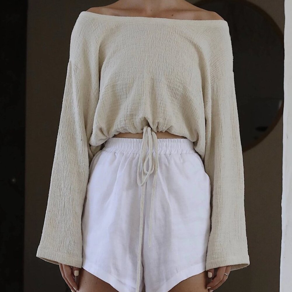 Bahhgoose Long Sleeve NEEN TOP Wheat Cotton Linen L/XL